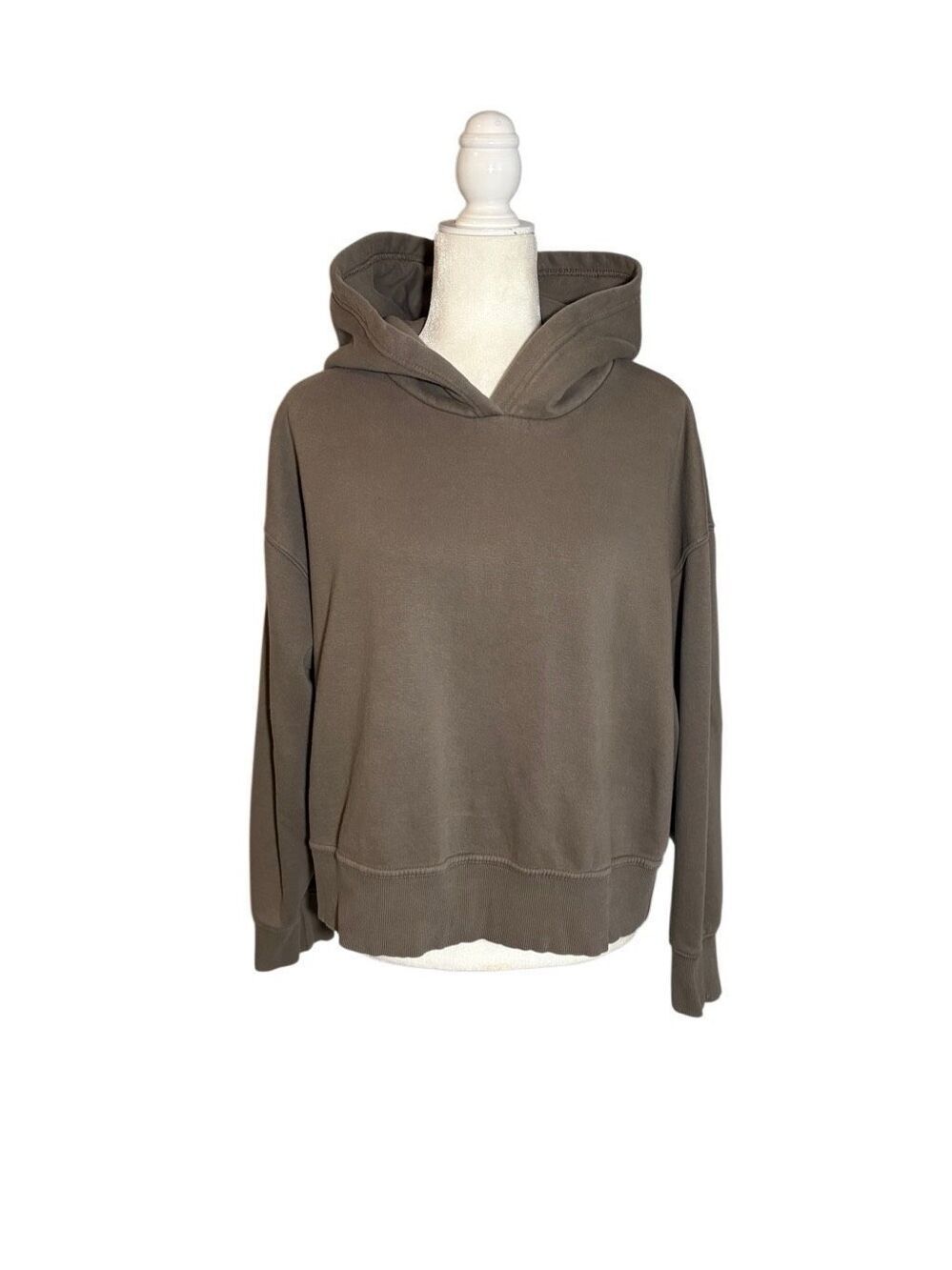 ZARA taupe semi-cropped cotton hoodie - XL